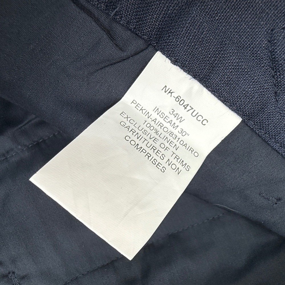 Collars & Co Mens Size 34x30 Amalfi Linen Trouser Navy Side Adjusters Cuffed - Picture 4 of 9